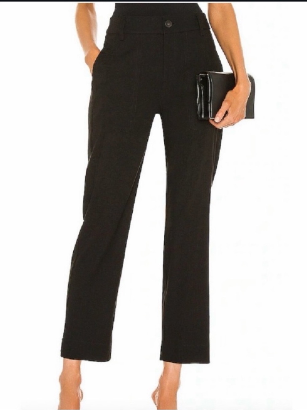 Vince High Waist Linen Blend Straight Leg Ankle Pants Black Size 10 Lightweight